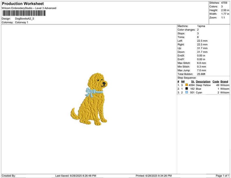 Goldendoodle Embroidery Designs: Curly Golden Doodle Dog Machine Embroidery File Puppy with Bow Embroidery Design (Digital Download) image 5