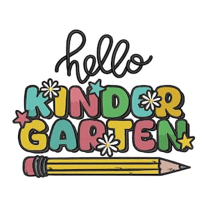 Kindergarten First Day of School Embroidery Design Kindergarten School Machine Embroidery File Teacher School PES Embroidery File Learning