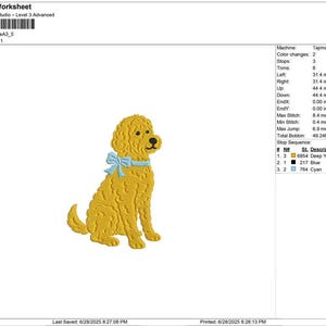 Goldendoodle Embroidery Designs: Curly Golden Doodle Dog Machine Embroidery File Puppy with Bow Embroidery Design (Digital Download) image 7