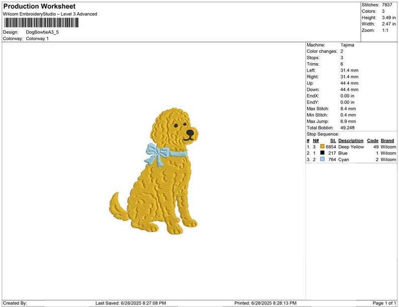 Goldendoodle Embroidery Designs: Curly Golden Doodle Dog Machine Embroidery File Puppy with Bow Embroidery Design (Digital Download) image 7