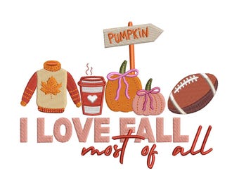 Fall Embroidery Designs: Football Season Embroidery Machine File Fall Season Embroidery Design (Digital Product)