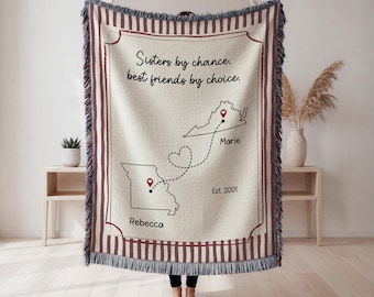 Sister Birthday Gift Long Distance, Custom State Blanket for Sister, Personalized Sister Woven Blanket, Soul Sister Gift, Miss You Sister