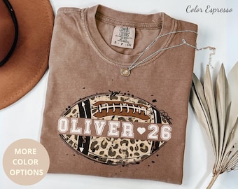 Custom Football Mom Shirt Comfort Colors®, Personalized Football Mom Tee, Custom Player Name & Number Tee, Game Day Mom Gift, Sports Mom Tee
