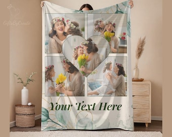 Mothers Day Gift for Grandma, Custom Photo Blanket Nana Mimi Gigi, Personalized Picture Blanket Mom, Family Photo Collage Gift from Kids