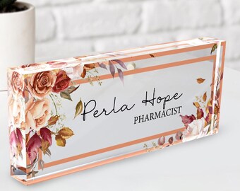 Aangepaste acrylnaamplaat, naambord kantoor, gepersonaliseerd naambord, cadeau nieuwe baan, cadeau collega, aangepast bureaudecor, PhD-cadeau