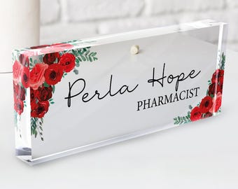 Plaque de bureau personnalisée pour homme, Plaque de bureau nominative pour lui, Plaque nominative en acrylique pour bureau, Cadeau pour collègue, Cadeau professionnel, Cadeau promotionnel