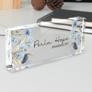 Flower Office Sign, Personalized Sign Plaque, Executive Acrylic Name ...