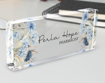 Blumen Büro Zeichen, personalisierte Zeichen Plakette,ß Exekutiv Acryl Namensschild, Schreibtisch Namensschild, Büro Namensschild, Büro Geschenk, Namensschild