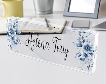 Desk Plaque, Acrylic Name Plate for Desk, Teacher Name Plate, Personalized Name Sign Acrylic Plaque, Office Decor, Custom Desk Name Plaque