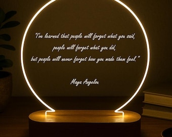 Custom Quote Print - Motivational Saying with LED Stand - Personalized Quote Sign - Motivational Quotes - Mindfulness Gift - Brainy Quote