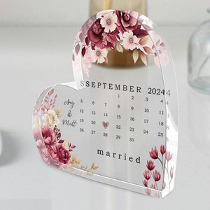 Personalized Wedding Gift, Married Calendar Acrylic Plaque, Wedding Gift for Couple, Married Plaque Gift for Couple, Wedding Keepsake Gift
