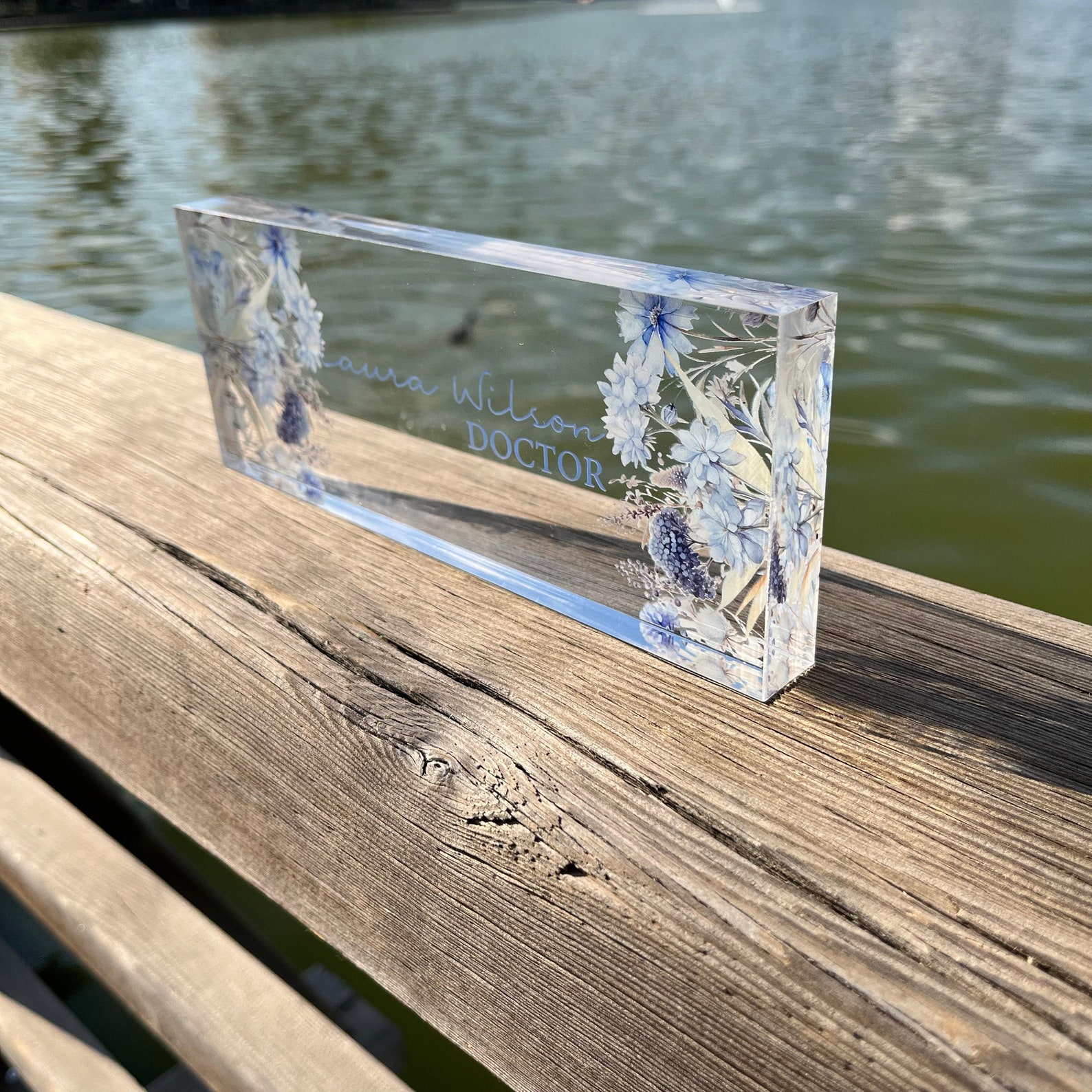 Flower Office Sign, Personalized Sign Plaque, Executive Acrylic Name ...