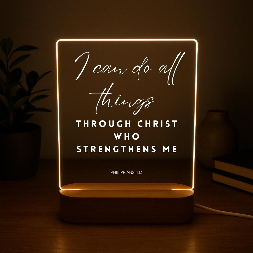 Custom Scripture LED Night Light • Personalized Bible Verse Decor • Christian Gift for Him or Her • Inspirational Religious Room Light