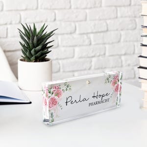 Flower Office Sign, Personalized Sign Plaque, Executive Acrylic Name ...
