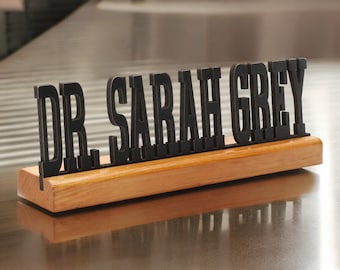 Wood Desk Nameplate, Personalized Office Name Plate, Executive Personalized Desk Name, Coworker Gift, Gift for Boss, Teacher Gift, Desk Sign