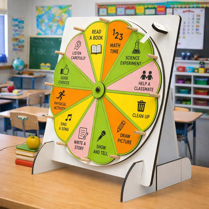 Science Task Wheel Personalized Whee Gamel, Wooden Spin Wheel, Custom Wedding Game, Family ...