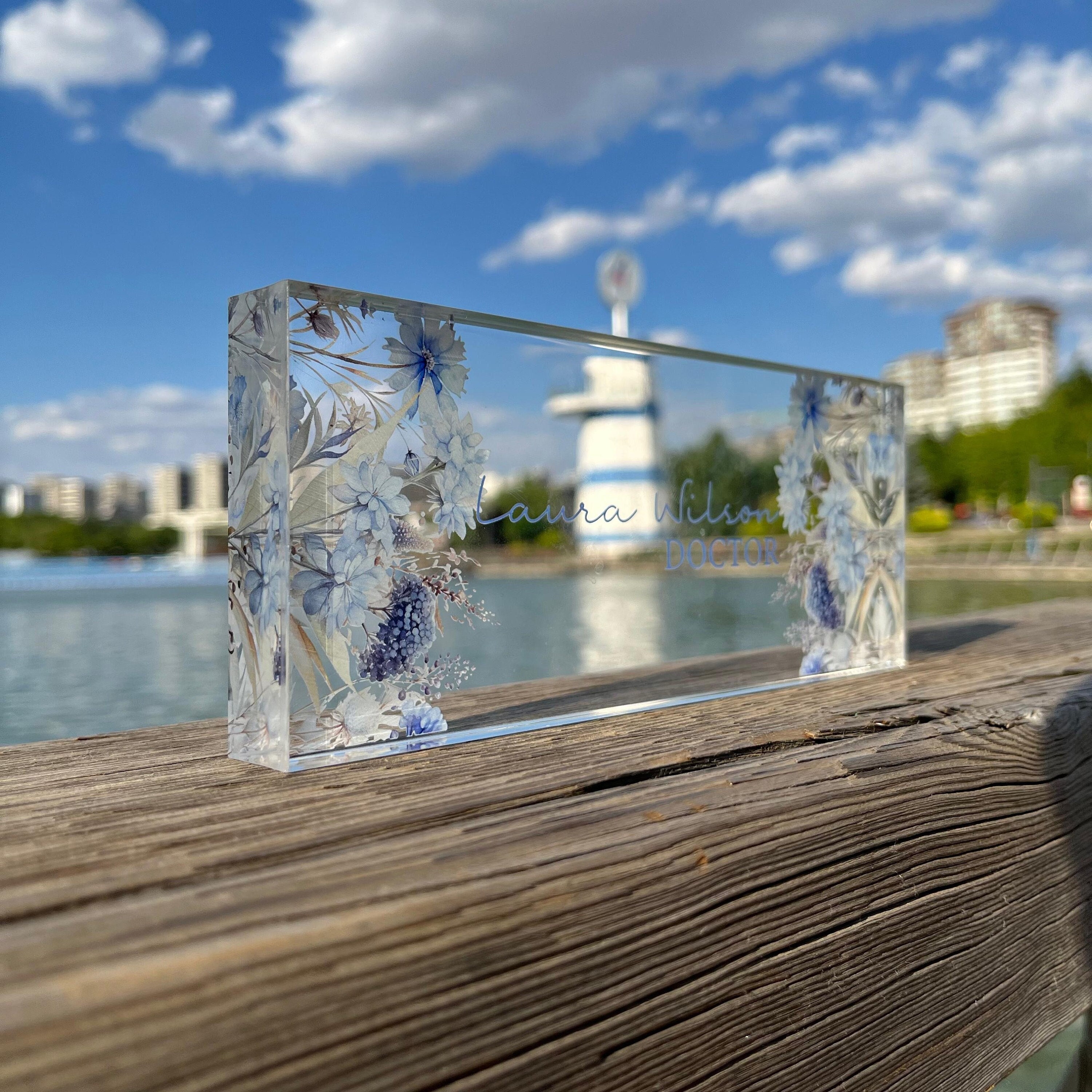 Flower Office Sign, Personalized Sign Plaque, Executive Acrylic Name ...