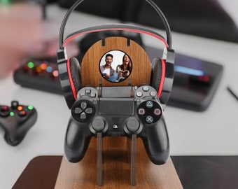 Personalized Wooden Controller & Headset Stand: Gamer Gift