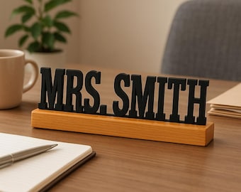 Personalized Wooden Name Plate, Office Desk Sign, CoWorker Gift, Desk Accessories, Custom Wooden Desk Name Plate, New Job Gift, Phd Gift