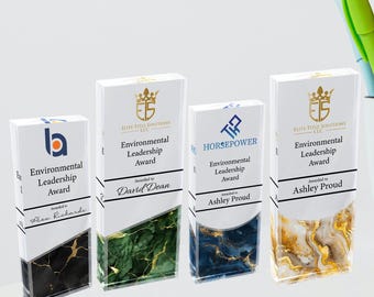 Plaque de récompense personnalisée en acrylique, trophée gravé personnalisé pour réalisations d'entreprise, d'équipe ou artistiques, plaque pour réalisations d'employés