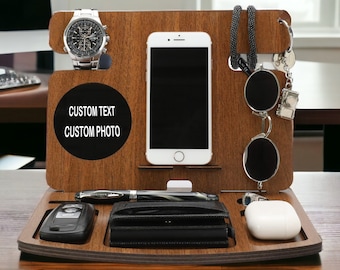 Personalized Docking Station Men, Gift for Men, Wooden Docking Station, Gift for Him, Christmas Gift, Personalized Gift, Gift for Husband