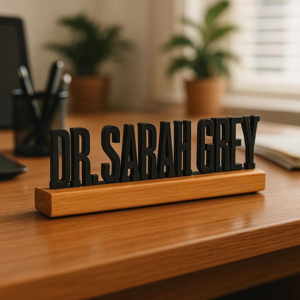 Desk Name Plate for Teacher, Principal, Executive, Custom Company Office Gifts, Personalized Wooden Sign for classroom or office personnel