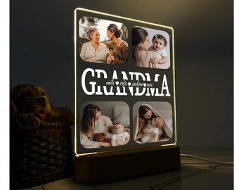 Personalized Night Light Gift for Grandmother, Custom Photo Night Light, Mother&#39;s Day Gift Best Grandma Ever Lit Up Plague