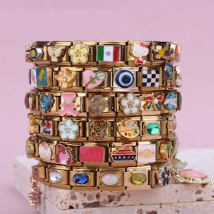 Custom Gold Italian Charm Bracelet, Italian Charm Bracelet, Personalized Italian Bracelet, Charm Bracelet, Gift for Her, Mothers Day Gift