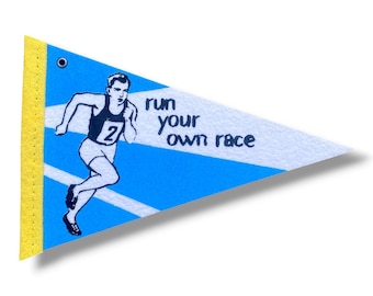Run Your Own Race Felt Pennant / Retro Runner Design