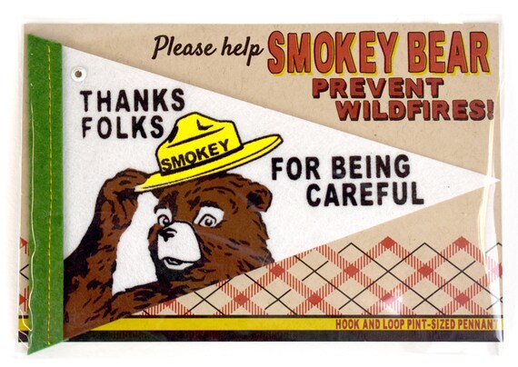 Smokey Bear Thanks Folks pennant small | Etsy