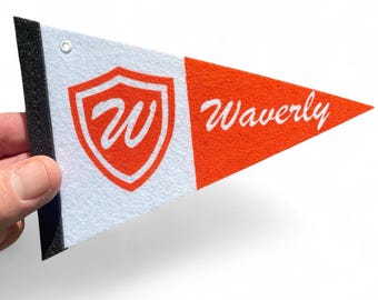 Waverly Iowa Pint-Sized Felt Pennant in Wartburg College colors