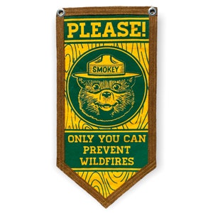 Smokey Bear Banner | Officially Licensed | Handmade Felt | Flag