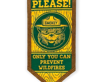Smokey Bear Banner | Officially Licensed | Handmade Felt | Flag