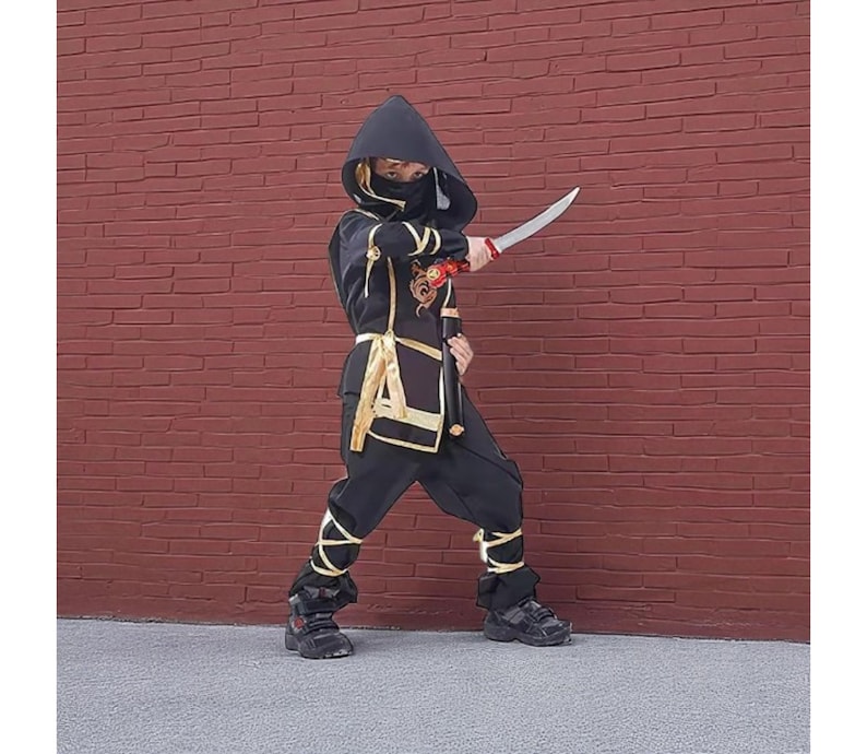 kids-black-ninja-costume-set-halloween-cosplay-outfit-etsy