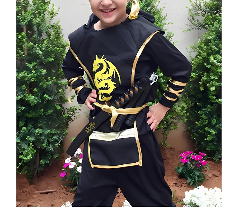 Kids Black Ninja Costume Set: Halloween Cosplay Outfit - Etsy Australia
