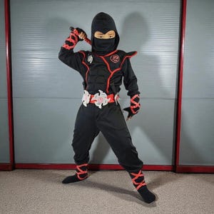 Kids Black Ninja Costume Set: Halloween Cosplay Outfit