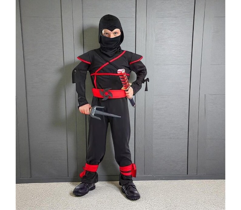 kids-black-ninja-costume-set-halloween-cosplay-outfit-etsy