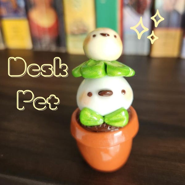 Figuras de escritorio para pájaros de arcilla polimérica hechas a mano: monitor