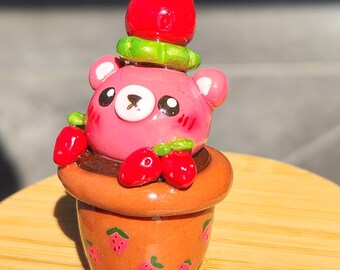 Statuette di varano fragola-orso - Fatte a mano con pasta polimerica