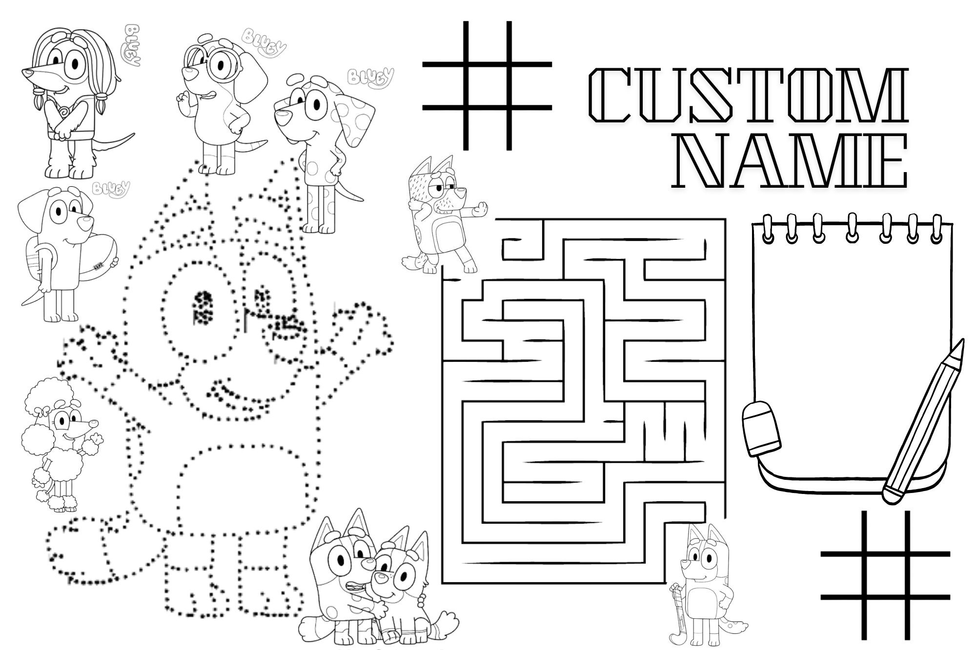 Personalized Bluey Coloring and Activity Placemat Fun for Little Fans ...