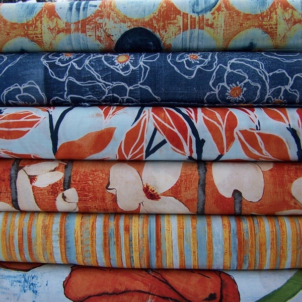 POPPY by Laura Gunn, The Denim Spice Collection, Fat Quarter Set