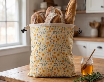 17 x 13 in Beeswax Bread Bag - Reusable Linen Sourdough Bag, Homemade Bread Storage, Eco Friendly, Gift for Bread Bakers