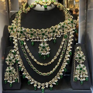 Kundan Green Bridal Necklace Set | Indian Wedding Jewelry