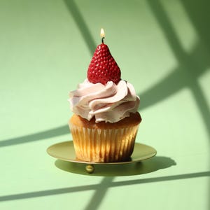 Strawberry Beeswax Birthday Candles: Cake Topper Set of 8