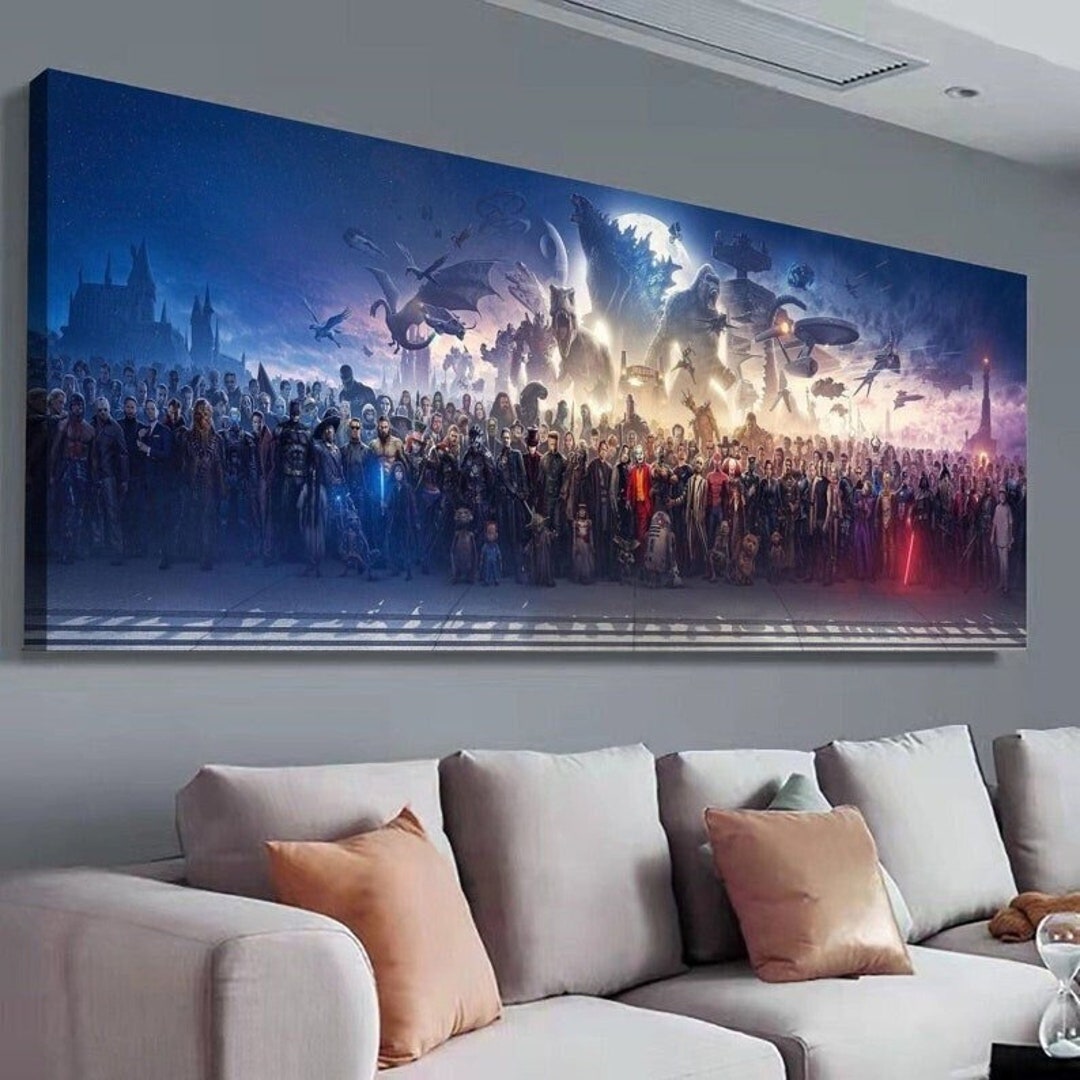 Marvel Canvas Movie Avengers Wall Art Superhero Panoramic Painting ...