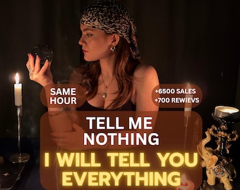 Può includere: Una persona che indossa un foulard a motivi e un top nero, tiene in mano una sfera di cristallo trasparente. L'immagine contiene il testo: SAME HOUR, +6500 SALES, +700 REWIEVS, TELL ME NOTHING, I WILL TELL YOU EVERYTHING e CAROLINE TAROT STUDIO.