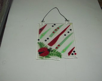 ladybug fused glass panel