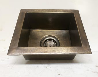 Fregadero de cocina de latón antiguo bajo encimera, fregadero de latón rústico vintage hecho a mano, fregadero de latón macizo de empotrar.