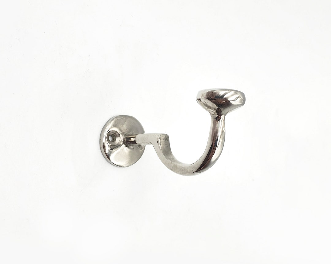 Polished Nickel Wall Hook, Polished Nickel Coat Hook, Handcrafted Brass Bathroom Hooks, Coat ...