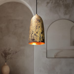 Oxidized Copper Pendant Light, Patina Farmhouse Light Fixture, Long Copper Pendant Lamp